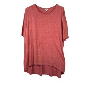 LuLaRoe Womens Size 3XL Light Red High-Low Hem T-Shirt 3XL